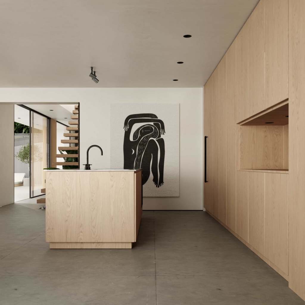 Scandinavian minimalistic kitchen in wood